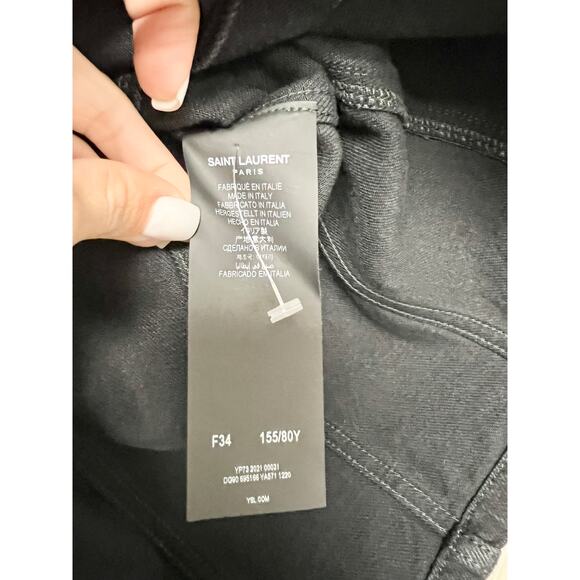 NWOT Saint Laurent Strapless Button Front Denim Mini Dress Black Womens 34/ US 2 - Picture 3 of 6